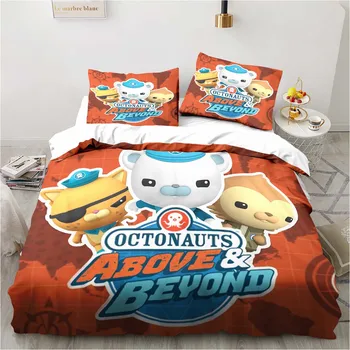 Az Octonauts rajzfilm ágynemű szett hálószoba ágy Háromrészes szett egyszemélyes kétszemélyes ággyal King méretű paplanhuzat és párnahuzat Gyerek ajándék