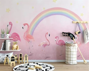 beibehang Custom 3D tapéta kézzel festett flamingó gyerekszoba tapéta hercegnő rózsaszín TV háttér fali papírok lakberendezés