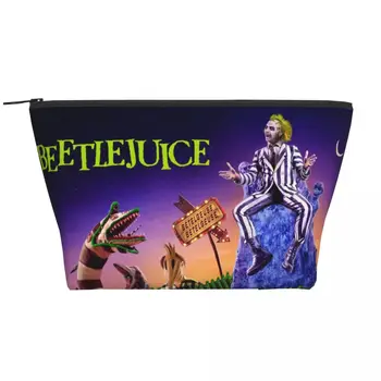 Custom Beetlejuice Travel kozmetikai táska nőknek Horror film Tim Burton smink piperecikkek rendszerezője Szépség tároló Dopp készlet