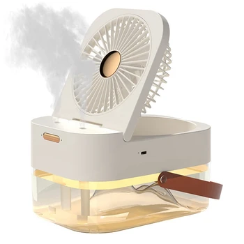 Ventilátor párásító Hordozható ventilátor léghűtő légnedvesítő USB ventilátor asztali ventilátor éjszakai fénnyel nyári háztartási készülékhez