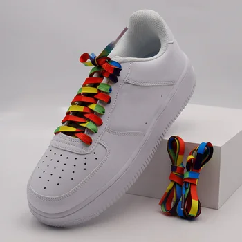 7mm nyomtatott kontrasztos színes festő cipőfűzők 60-180cm selyemnyomtatás színes cipőfűző cipők nőknek