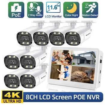 4K 8MP Super HD megfigyelő biztonsági IP kamera Golyó fehér riasztás IR szín éjszakai vison CCTV audio lejátszó POE NVR rendszer