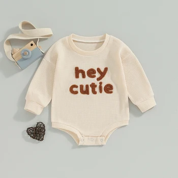 Csecsemő baba gofri rompers levél mintás hosszú ujjú bodyt újszülött fiúknak lányok aranyos ruhák