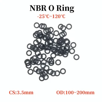 10db fekete NBR O gyűrűs olajtömítő tömítések CS 3.5mm OD 100mm ~ 200mm autó nitril gumi kerek alakú korrózióálló alátét