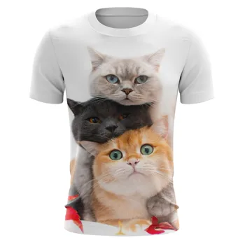 Divat Aranyos macska Nyári Állat 3D mintás póló férfiaknak Pólók Streetwear Crew nyak rövid ujjú póló Túlméretezett női Gyerek felsők