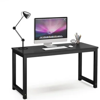 Számítógép asztal, 55 hüvelykes nagy irodai asztal Számítógép asztal Tanulmányi íróasztal otthoni irodához, fekete