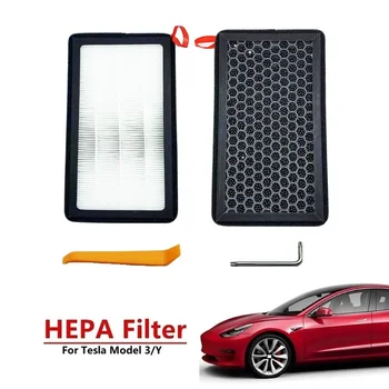 Tesla Model 3 Model Y HEPA aktív szén légszűrő automatikus légkondicionáló szűrőelem cserekészlet kabin légszűrők
