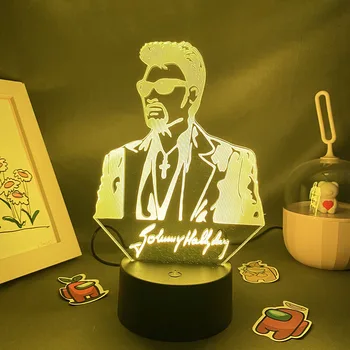 Johnny Hallyday Guita 3D figura Led illúzió éjszakai fények kreatív születésnapi klassz ajándék barátoknak láva lámpák hálószoba asztal dekoráció