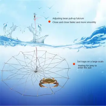 szálas acélhuzal horgász rákcsapda háló automatikus nyitott záróhuzal Halkosarak Rákketrec Kültéri horgászkiegészítők