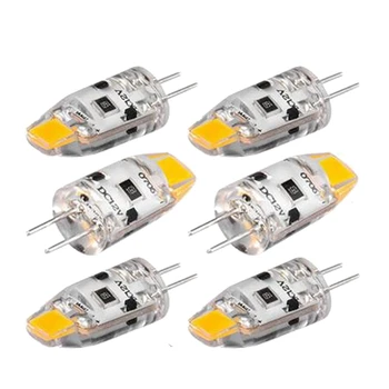 6PCS G4 LED izzó 12V DC szabályozható COB LED G4 izzó 360 sugárzási szög 15W halogén lámpa cseréjéhez (meleg fehér)