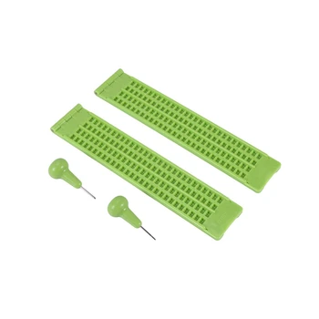 2X 4 sor 28 cellás Braille-írás Braille-pala Braille-írás Műanyag Braille-pala készlet, zöld (2)