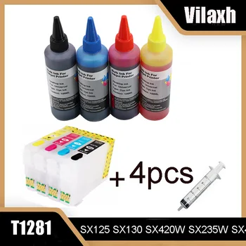 Vilaxh utántöltő tintakészlet T1281 Újratölthető tintapatron EPSON Stylus S22/SX125/SX130/SX230/SX235W/SX420W/SX425W nyomtatóhoz