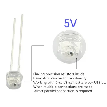 5V 12v LED 5mm 3mm gyöngy SMD f5 f3 kalap kerek lámpa merülő diódák USB autó lámpa fehér piros zöld kék sárga chip 50db
