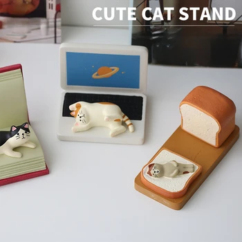 Cat Book mobiltelefon állvány INS aranyos asztali miniatűrök figurás hálóterem lusta mobiltelefon állvány dekorációs kiegészítők Ajándékok