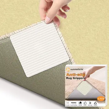 4 db csúszásmentes mosható szőnyegmegfogó, tartsa a szőnyeget a helyén & tegye lapossá és könnyen lehúzhatóvá a sarkot
