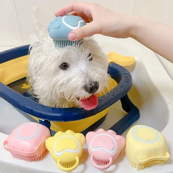 szilikon kisállat fürdőkefe kutya SPA masszázs fésű kutyák macskák zuhany hajápoló fésű kutya tisztító kefe kisállat kellékek