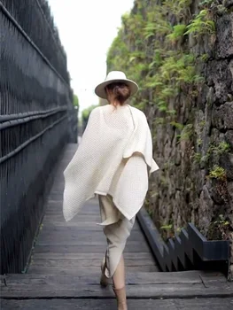 Ingázó erősségvédő sál kendő Egyszínű kötött vékony köpeny Női divat Kivájt kendő