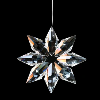Átlátszó karácsonyi hópelyhek nyolcszög kristály fazettás prizma Suncatcher csillár alkatrész Kert Függő esküvői lakberendezés