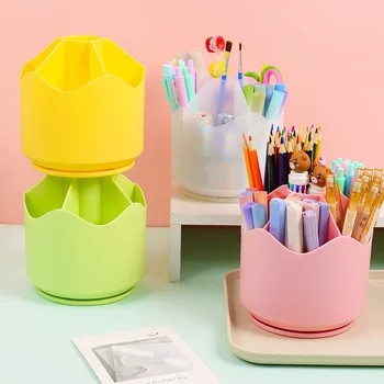 1db Kerék 360°-ban forgatható tolltartó Nagy kapacitású egyszínű ceruza tároló doboz Asztali szervező Iskolai irodai írószer