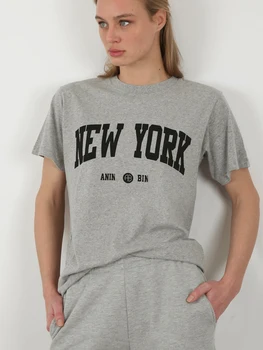 New York-i póló női pamut betűs nyomatos rövid ujjú divatpólók 2023-as nyári ruházat női vintage póló pólók
