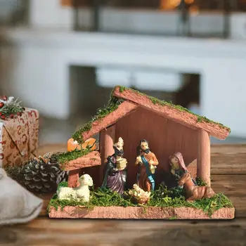 Karácsonyi betlehem készlet Ünnepi díszek gyantával Betlehem Asztali betlehem figura Karácsonyi ünnepi szoborparti