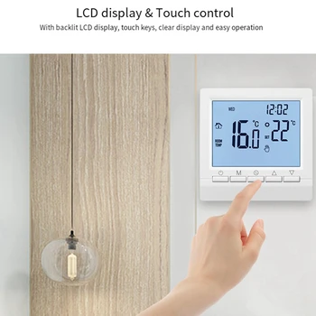 fehér falra szerelhető fűtési termosztát hőmérséklet-szabályozó kazánokhoz Heti programozható termosztát